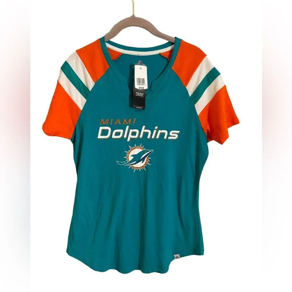 Majestic Women's NFL Miami Dolphins Short
Sleeve Shirt M Cotton NWT